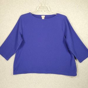 Chico's Travelers Blouse 3P Petite XLP 16/18P Blue 3/4 Sleeve Altered